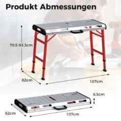 Schweißtisch mit 450 kg Tragkraft & Einstellbarer Höhe Tragbarer & Klappbarer Arbeitstisch