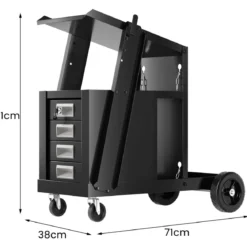 Schweißwagen mit 4 Schubladen & Gasflaschenhalter 71 x 38 x 71 cm Schwarz