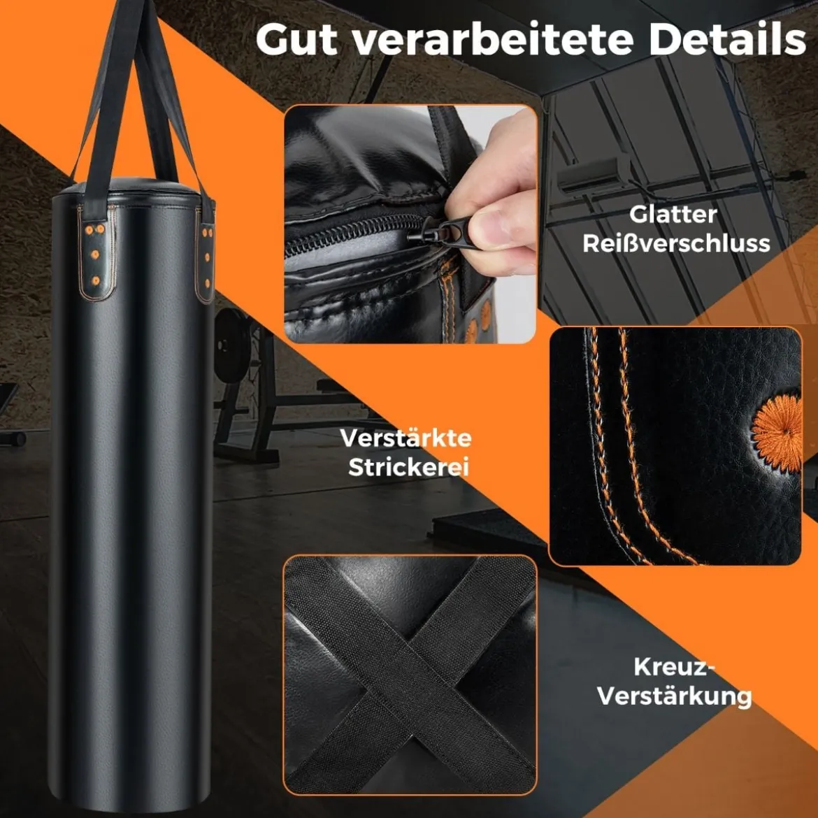 Schwerer Boxsack für Erwachsene 4 in 1 Boxsack hängend mit 12OZ Boxhandschuhen