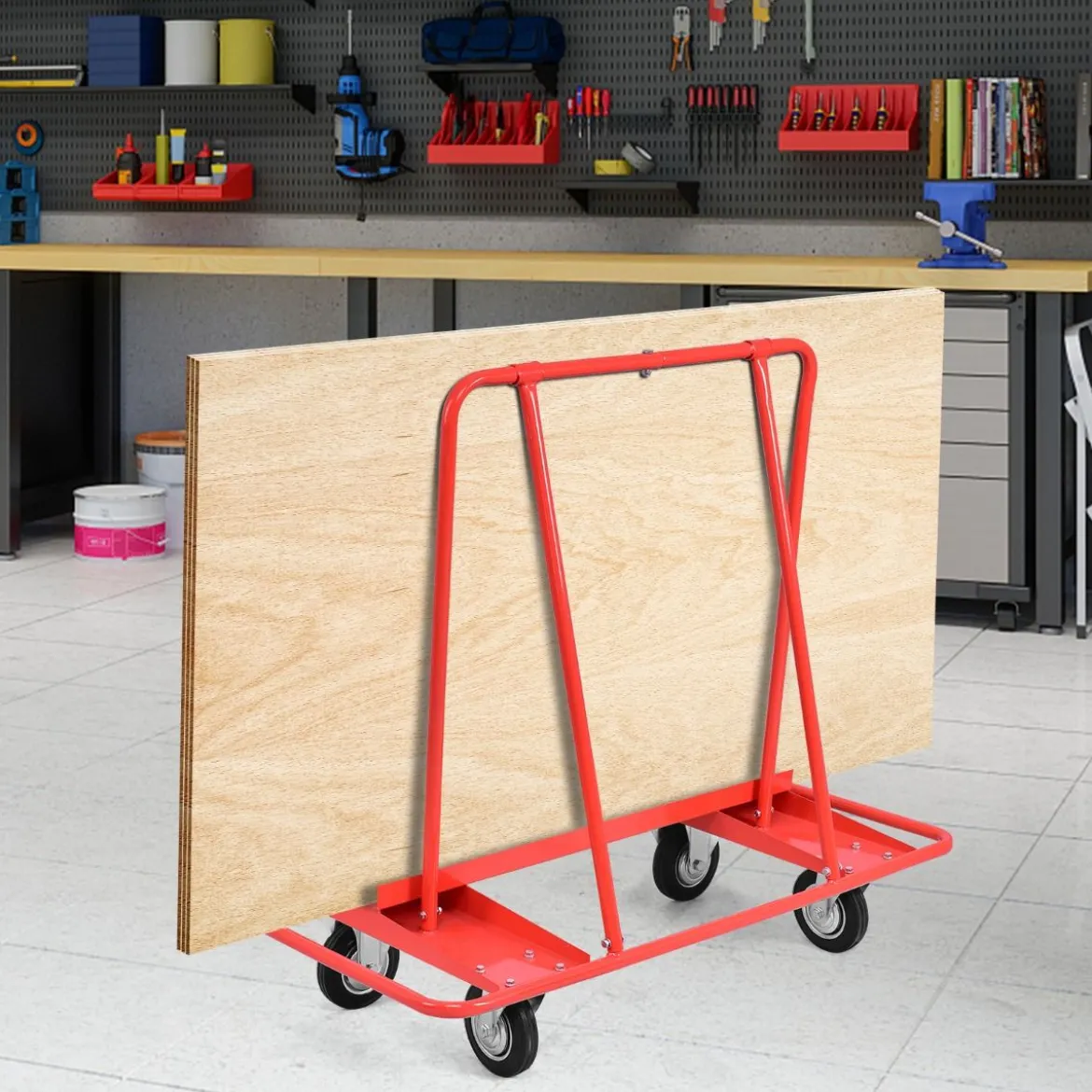 Schwerlast Rollwagen belastbar Transportwagen mit 4 Rollen Handwagen 120 x 59 x 110 cm Rot