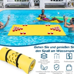 Schwimmender Bier pong-Tisch schwimmender Mehrzwecktisch 176 x 90 x 3,5 cm Gelb + Blau