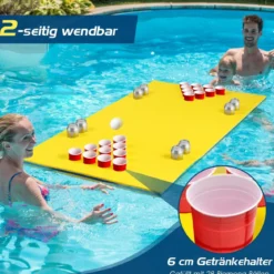 Schwimmender Bier pong-Tisch schwimmender Mehrzwecktisch 176 x 90 x 3,5 cm Gelb + Blau