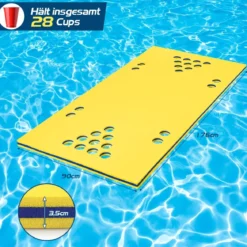 Schwimmender Bier pong-Tisch schwimmender Mehrzwecktisch 176 x 90 x 3,5 cm Gelb + Blau