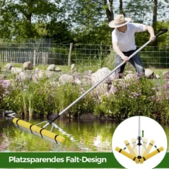 Schwimmender Weed-See-Rechen mit 36-Zinken-Rechenkopf 600 cm Wurfseil 92 x 12 x 156-230 cm