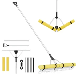 Schwimmender Weed-See-Rechen mit 36-Zinken-Rechenkopf 600 cm Wurfseil 92 x 12 x 156-230 cm
