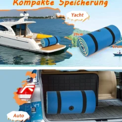 Schwimmmatte bis 400 kg Belastbar Schwimmende Wassermatte aus Reißfestem XPE-Schaumstoff Blau