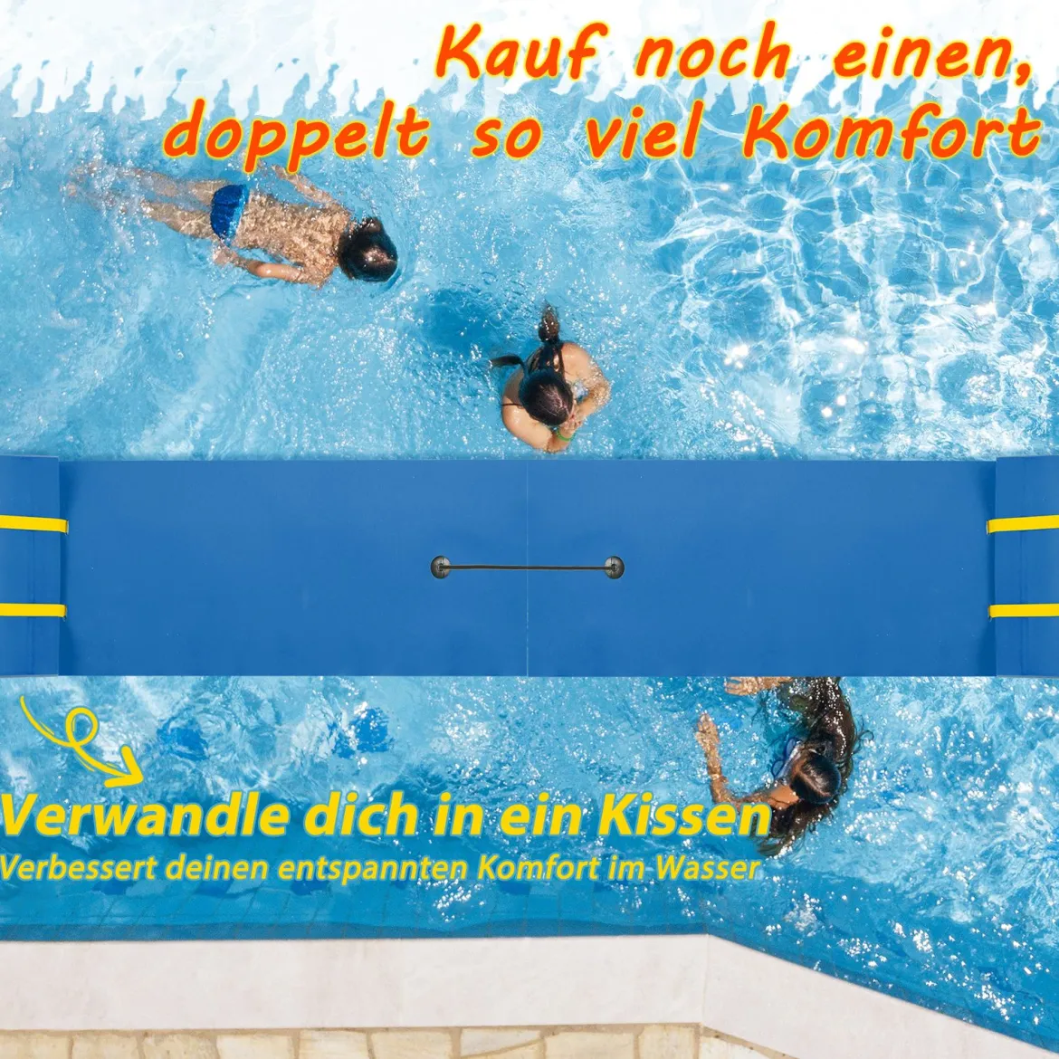 Schwimmmatte bis 400 kg Belastbar Schwimmende Wassermatte aus Reißfestem XPE-Schaumstoff Blau