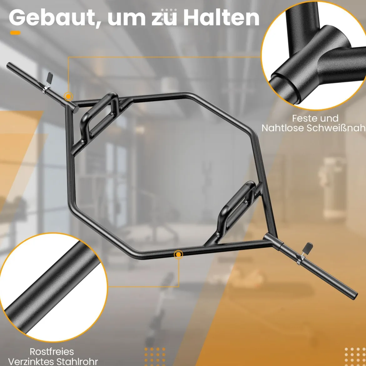 Sechskant-Fangstange robuste Langhantel-Fangstange mit Flachen bis 226 kg Belastbar Schwarz
