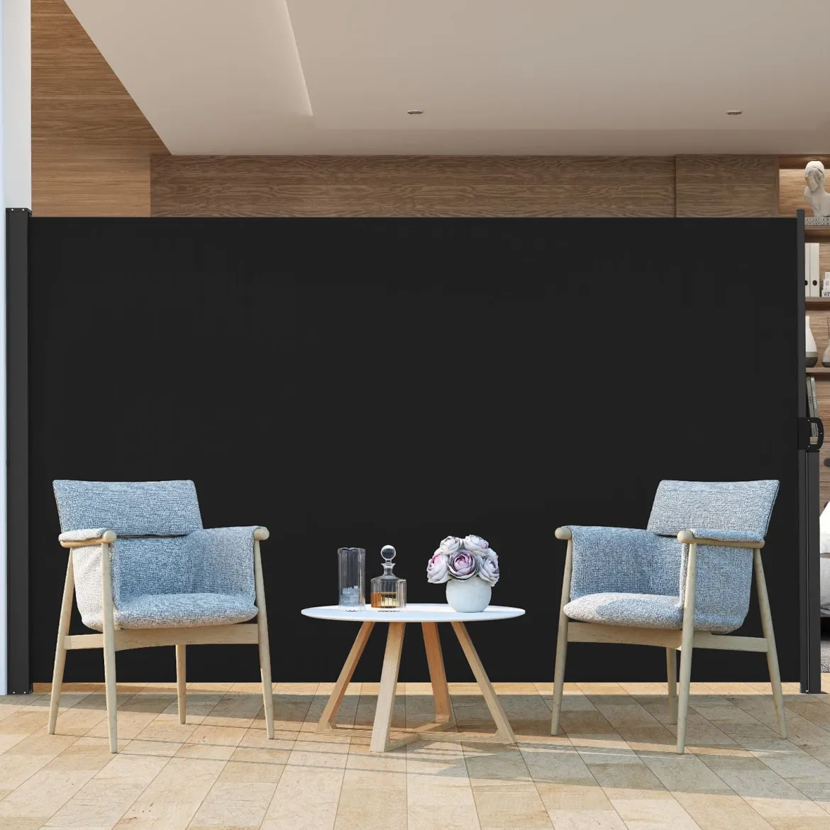 Seitenmarkise Garten Sichtschutz Ausziehbar aus Aluminium mit seitlichem Griff 180 x 300 cm