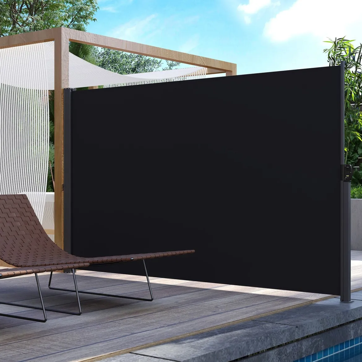 Seitenmarkise Garten Sichtschutz Ausziehbar aus Aluminium mit seitlichem Griff 180 x 300 cm