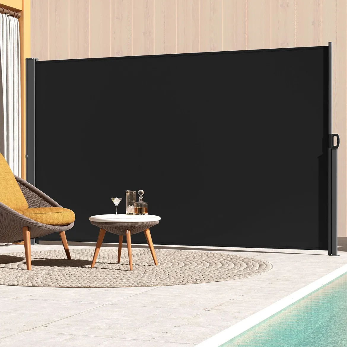 Seitenmarkise Garten Sichtschutz Ausziehbar aus Aluminium mit seitlichem Griff 180 x 300 cm