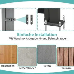 Seitenmarkise 300 x 18 x 160 cm Garten Sichtschutz Ausziehbar aus Aluminium Sonnenschutz Windschutz für Balkon