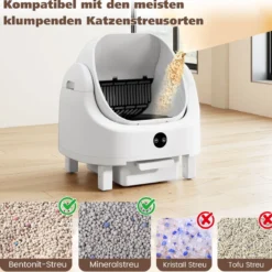 Selbstreinigende Katzentoilette mit App-Steuerung & Geruchskontrolle & Sensorsicherheit & Müllbeutel
