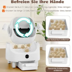 Selbstreinigende Katzentoilette mit App-Steuerung & Geruchskontrolle & Sensorsicherheit & Müllbeutel