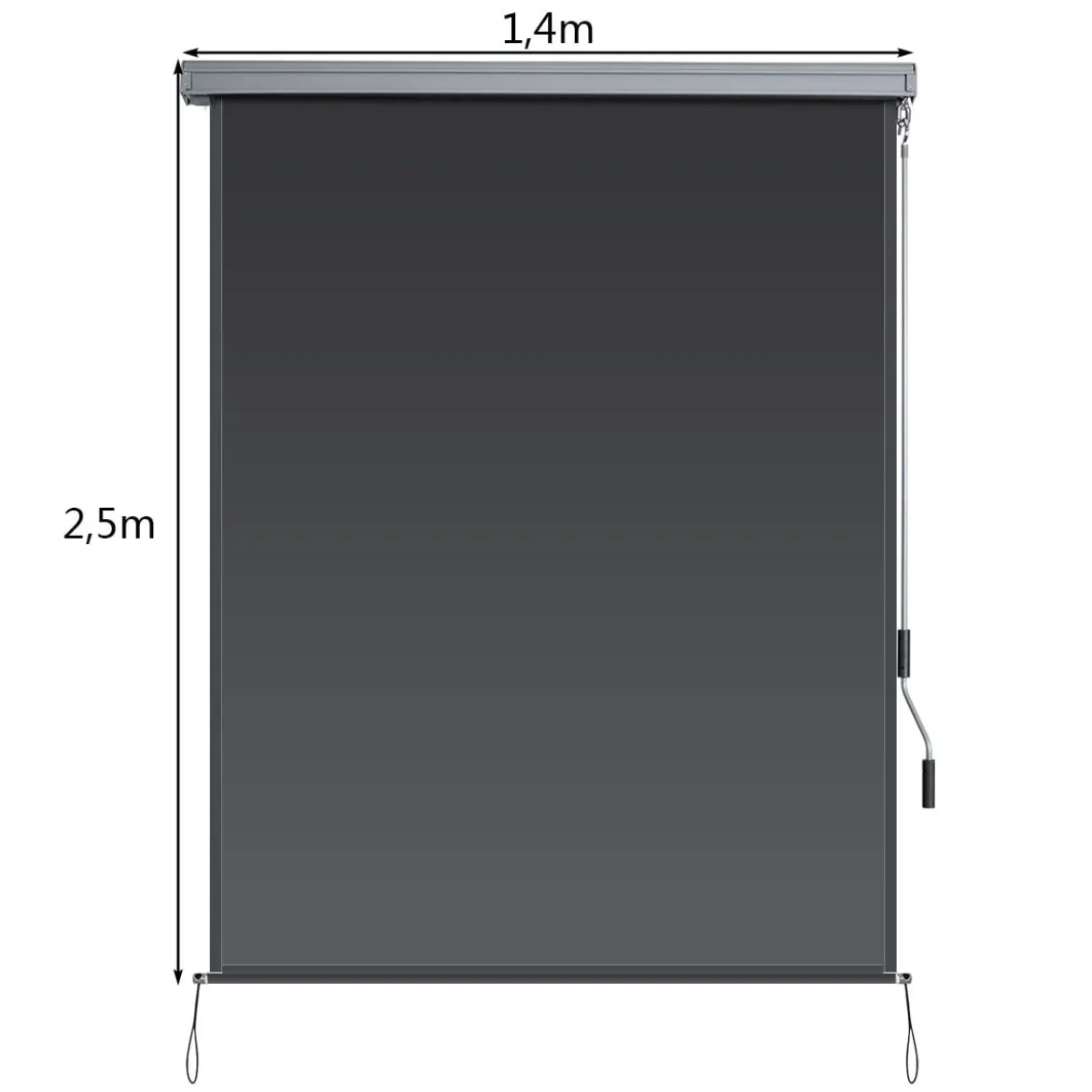 Senkrechtmarkise Aluminium-Kassettenmarkise Sonnenschutz 2,5 x 1,4 m Dunkelgrau