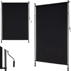 Senkrechtmarkise Außen Vertikalmarkise 200 x 220-310 cm Höhenverstellbar & Ausziehbar Balkon Markise Schwarz