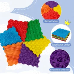 Sensorikmatte zum Stecken Orthopädische Spielmatte aus Wasserfeste Material 30 x 30 cm Mehrfarbig