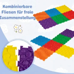 Sensorikmatte zum Stecken Orthopädische Spielmatte aus Wasserfeste Material 30 x 30 cm Mehrfarbig
