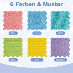 Sensorikmatte zum Stecken Orthopädische Spielmatte aus Wasserfeste Material 30 x 30 cm Macaron Bunt