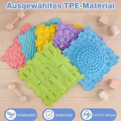 Sensorikmatte zum Stecken Orthopädische Spielmatte aus Wasserfeste Material 30 x 30 cm Macaron Bunt
