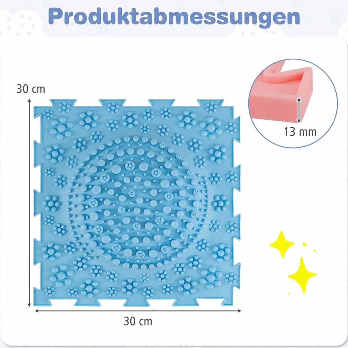 Sensorikmatte zum Stecken Orthopädische Spielmatte aus Wasserfeste Material 30 x 30 cm Macaron Bunt