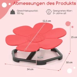Sensorischer Drehstuhl Kinder 360° Kinderdrehstuhl Karussell Autismus Kinderstuhl mit rutschfester Metallbasis Rot Blume