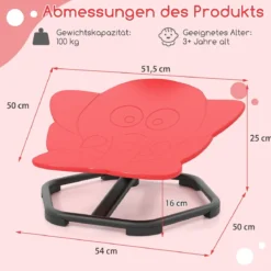 Sensorischer Drehstuhl Kinder 360° Kinderdrehstuhl Karussell Autismus Kinderstuhl mit rutschfester Metallbasis Rot Elefant