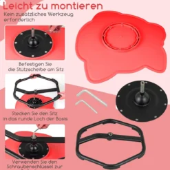 Sensorischer Drehstuhl Kinder 360° Kinderdrehstuhl Karussell Autismus Kinderstuhl mit rutschfester Metallbasis Rot Elefant