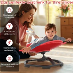 Sensorischer Drehstuhl Kinder 360° Kinderdrehstuhl Karussell Autismus Kinderstuhl mit rutschfester Metallbasis Rot Elefant