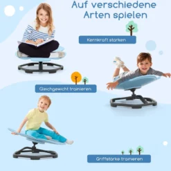 Sensorischer Drehstuhl Kinder 360° Kinderdrehstuhl Karussell Autismus Kinderstuhl mit rutschfester Metallbasis Karussellstuhl Blau Blume