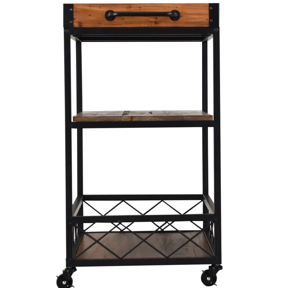Servierwagen 3 Ablagen Küchenwagen Haushaltswagen mit Universalrädern Braun 78 x 46 x 82,5 cm