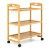 Servierwagen mit 3 Ebenen Küchenwagen aus Bambus mit Universalrollen Griff Natur 60 x 33 x 72 cm