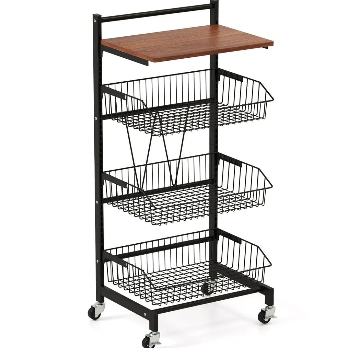 Servierwagen mit Rollen Gemüseregal mit ausziehbaren Körben 40 x 31 x 88 cm