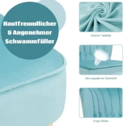 Sessel Armloser Sessel mit Ottomane Hautfreundlicher Polsterstuhl ohne Armlehnen aus Samt Grün