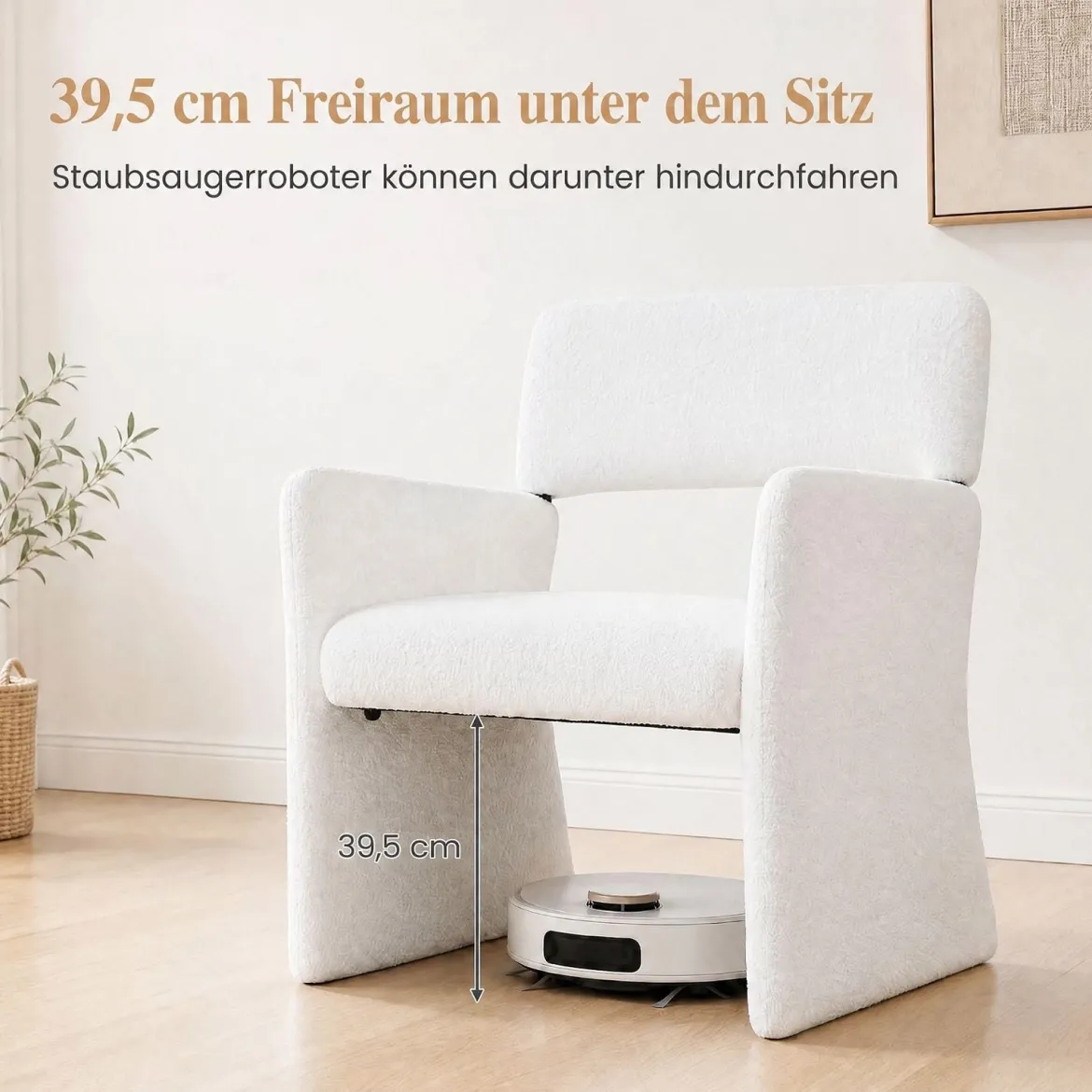 Sessel 2er Set Gepolsterter Relaxsessel Lesessel mit Atmungsaktivem Bezug 63 x 62 x 83 cm Weiß