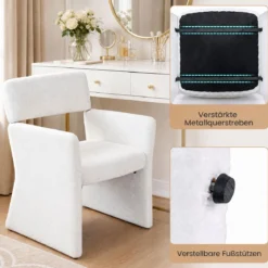 Sessel 2er Set Gepolsterter Relaxsessel Lesessel mit Atmungsaktivem Bezug 63 x 62 x 83 cm Weiß