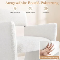 Sessel 2er Set Gepolsterter Relaxsessel Lesessel mit Atmungsaktivem Bezug 63 x 62 x 83 cm Weiß