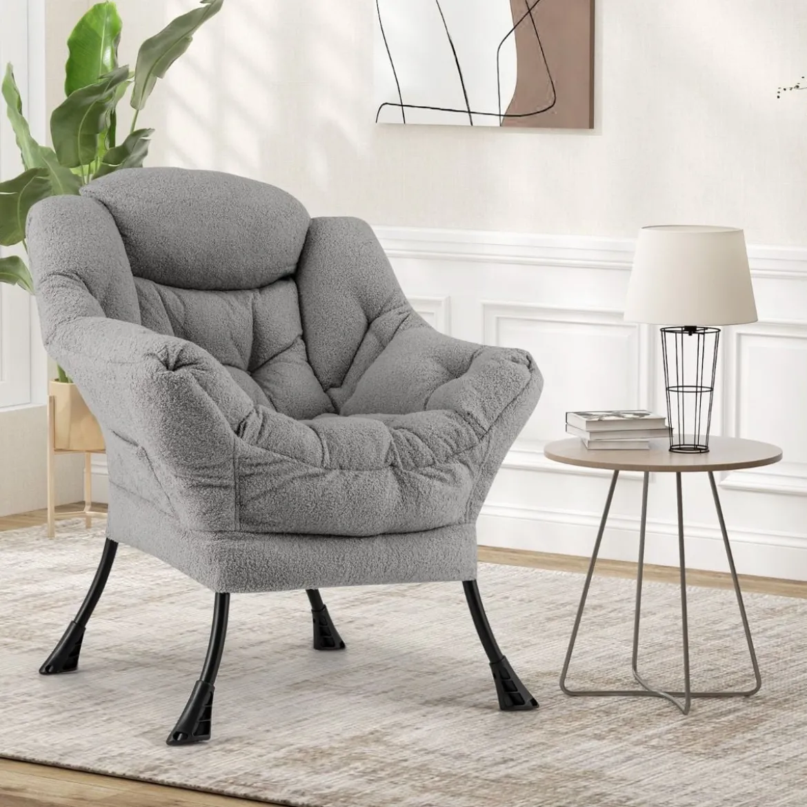 Sessel mit Armlehnen & Seitentasche & Fußstütze & Hocker Relaxsessel Loungesessel Fernsehsessel