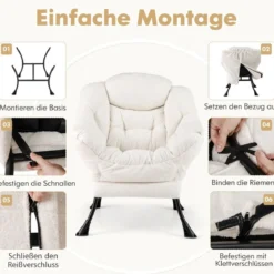 Sessel mit Armlehnen & Seitentasche & Fußstütze & Hocker Relaxsessel Loungesessel Fernsehsessel
