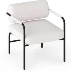 Sessel Modern Loungesessel Gepolsterter Akzentstuhl mit Armlehnen Einzelsessel Relaxsessel Weiß