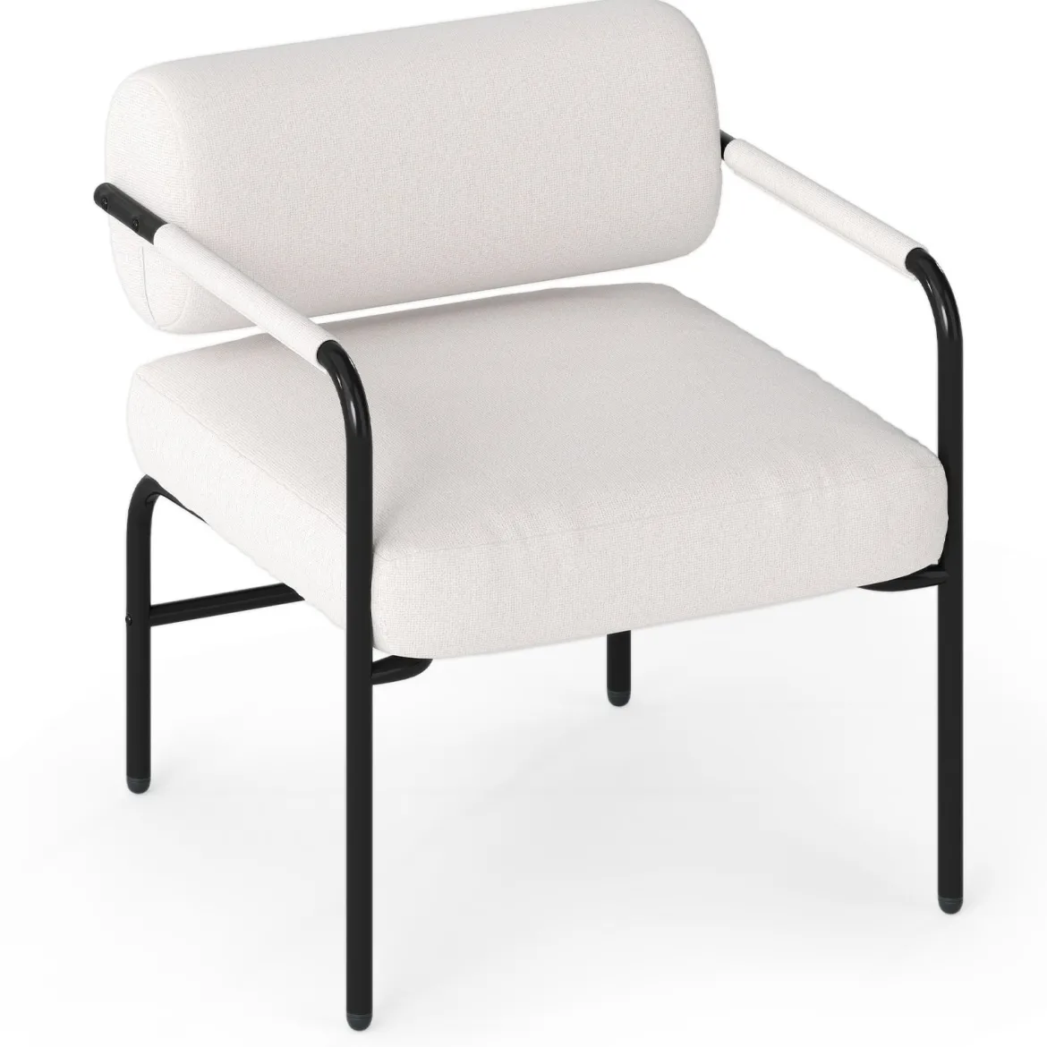 Sessel Modern Loungesessel Gepolsterter Akzentstuhl mit Armlehnen Einzelsessel Relaxsessel Weiß