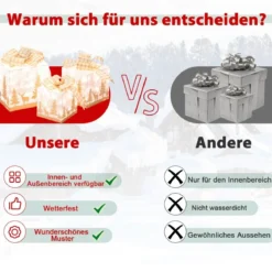 Set aus 3 Beleuchteten Weihnachtsgeschenkboxen Vorgedruckte Geschenkschachteln