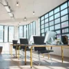 Set aus 8 Bürostühlen Moderne Konferenzstühle mit Mittlerer Rückenlehne & Kufengestell Schwarz