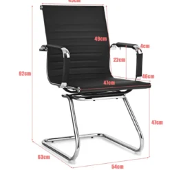 Set aus 2 Bürostühlen moderne Konferenzstühle mit mittlerer Rückenlehne & Kufengestell Schwarz