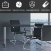 Set aus 10 Bürostühlen Moderne Konferenzstühle mit Mittlerer Rückenlehne & Kufengestell Schwarz