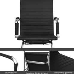 Set aus 10 Bürostühlen Moderne Konferenzstühle mit Mittlerer Rückenlehne & Kufengestell Schwarz