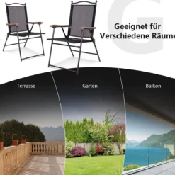 Set aus 2 Klappstühlen für die Terrasse klappbare Gartenstühle Schwarz