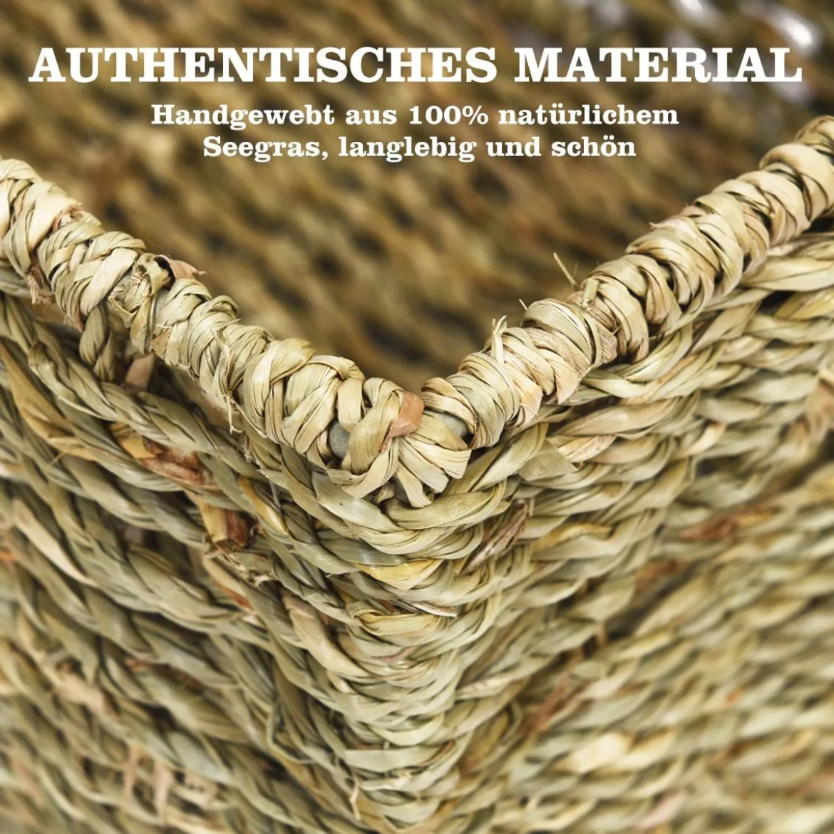 Set aus 4 Seegras Aufbewahrungskörben mit Integrierten Griffen Natur