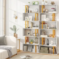 S-förmiges Bücherregal mit 6 Ebenen Standregal Raumteiler Aufbewahrungsregal 70 x 24 x 189 cm