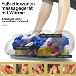 Shiatsu Fußmassagegerät mit Rollen& Kneten für Fuß Bein Wade 55,5 x 37 x 25,5 cm Schwarz